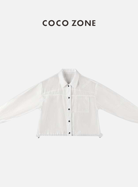 COCO ZONE 刘11 夏季POLO小翻领抽绳单排扣半透明外套 23C18698