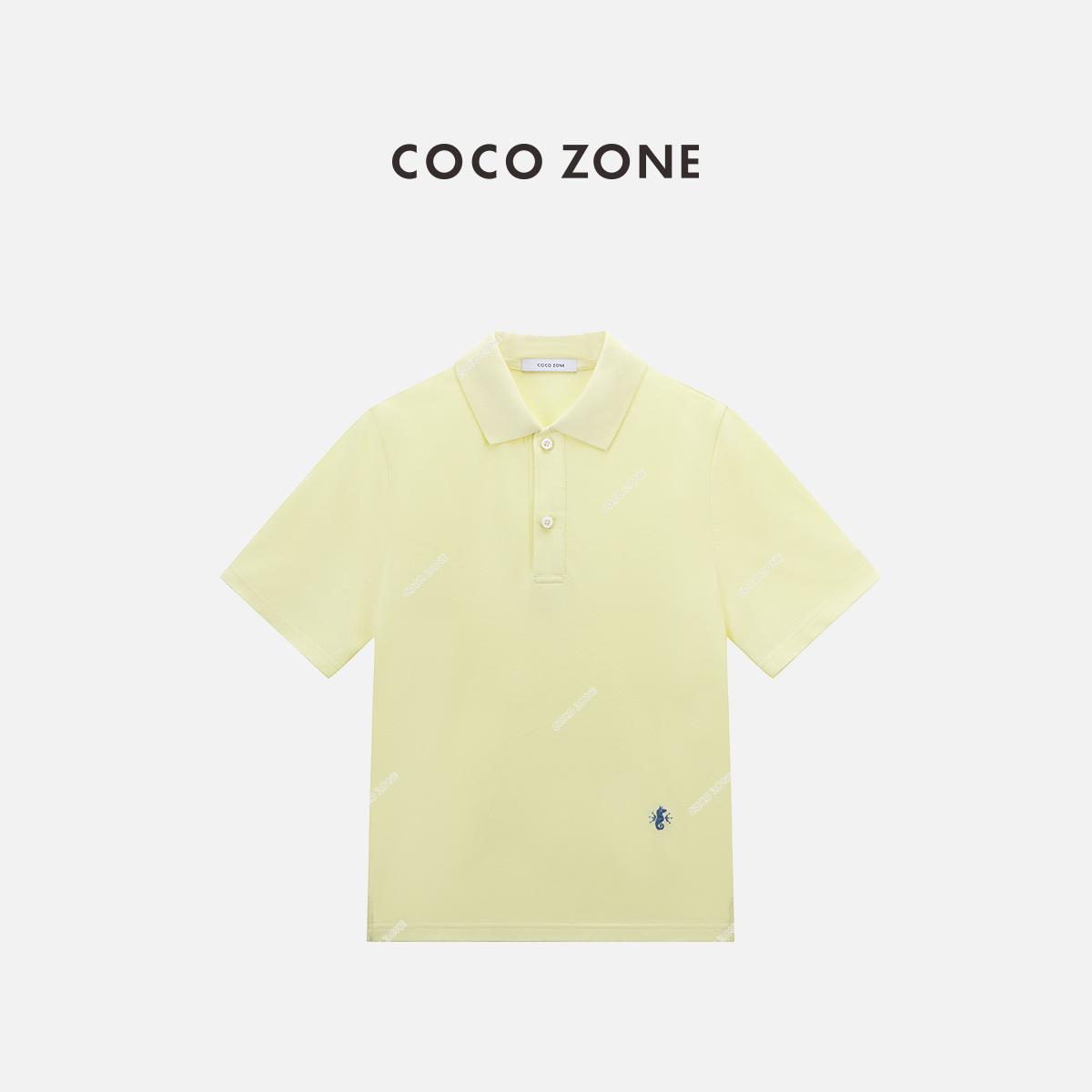 COCO ZONE 刘112025春季100棉高级感翻领上衣休闲百搭短袖T恤女