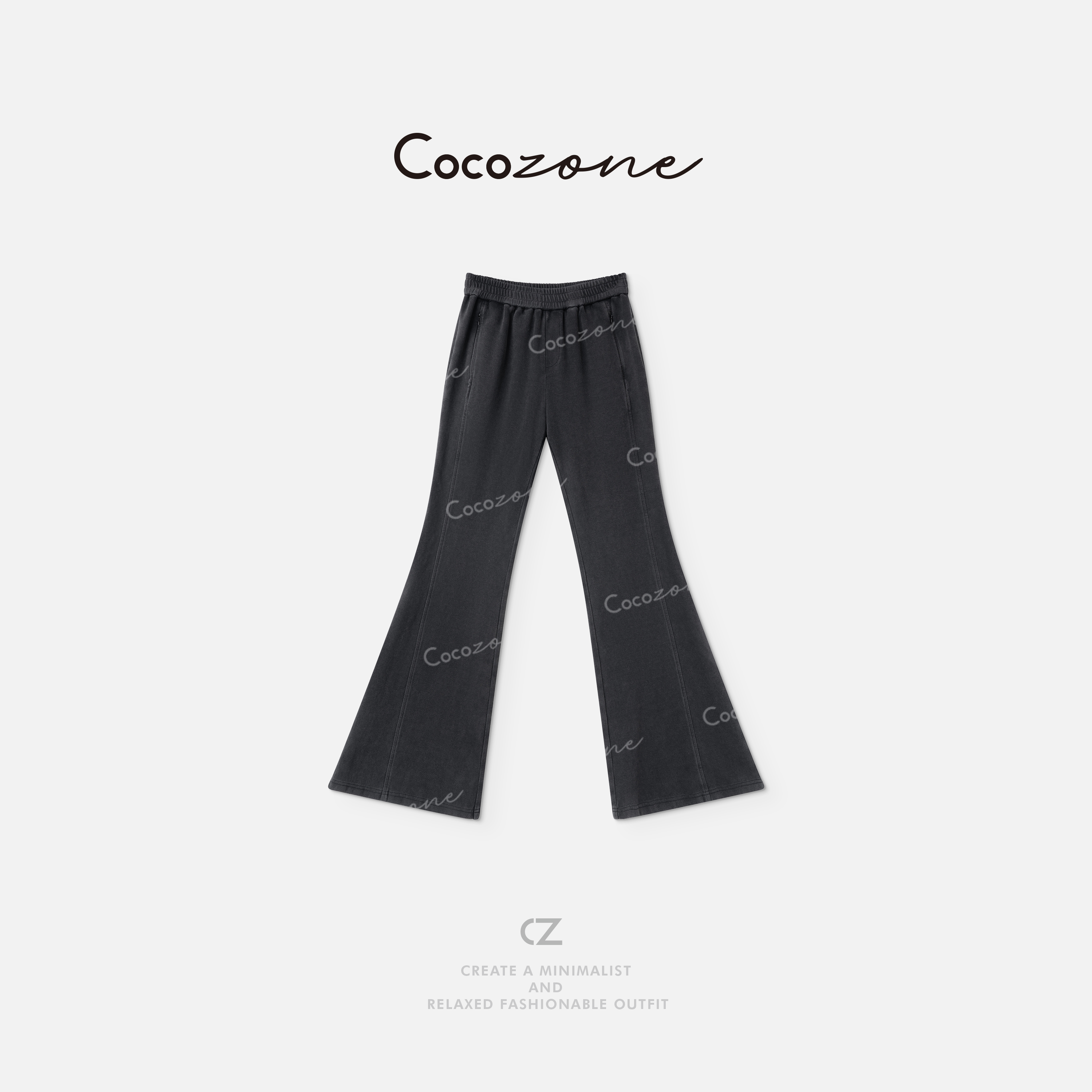 COCO ZONE 刘一一 纯色简约微喇裤脚经典街头风休闲裤 CD1A1239