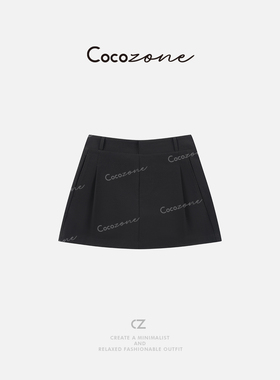 COCO ZONE 刘11 2025夏季新款设计感简约显瘦黑色气质短裙子女