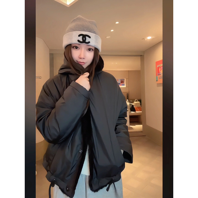 COCO ZONE 刘 一一 单排扣拉链纯色抽绳外套 CD1A1810