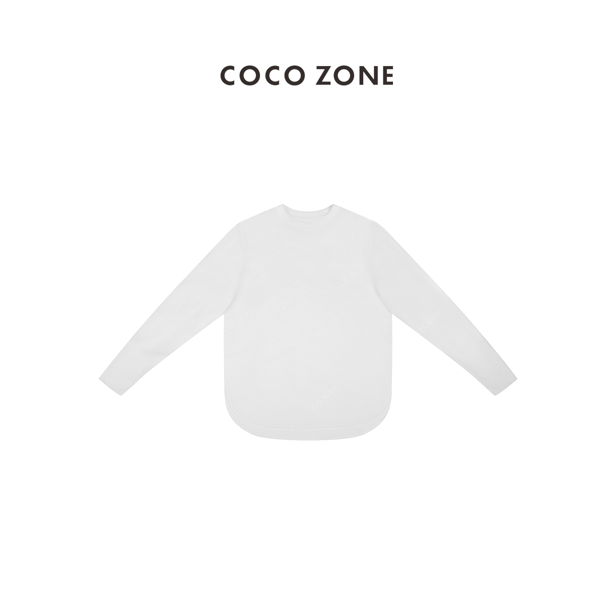 COCO ZONE2024春季罗纹圆领长袖T恤下摆U型开叉上衣24C10225