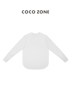 COCO ZONE2024春季罗纹圆领长袖T恤下摆U型开叉上衣24C10225