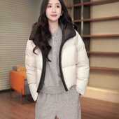 ZONE 刘11 拼色鹅 COCO 拉链简约质感百搭鹅绒服 CD2A2327