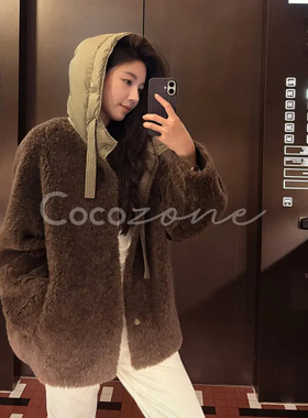 COCO ZONE 刘11 【100绵羊毛】简约连帽温暖感外套 CD2A2377
