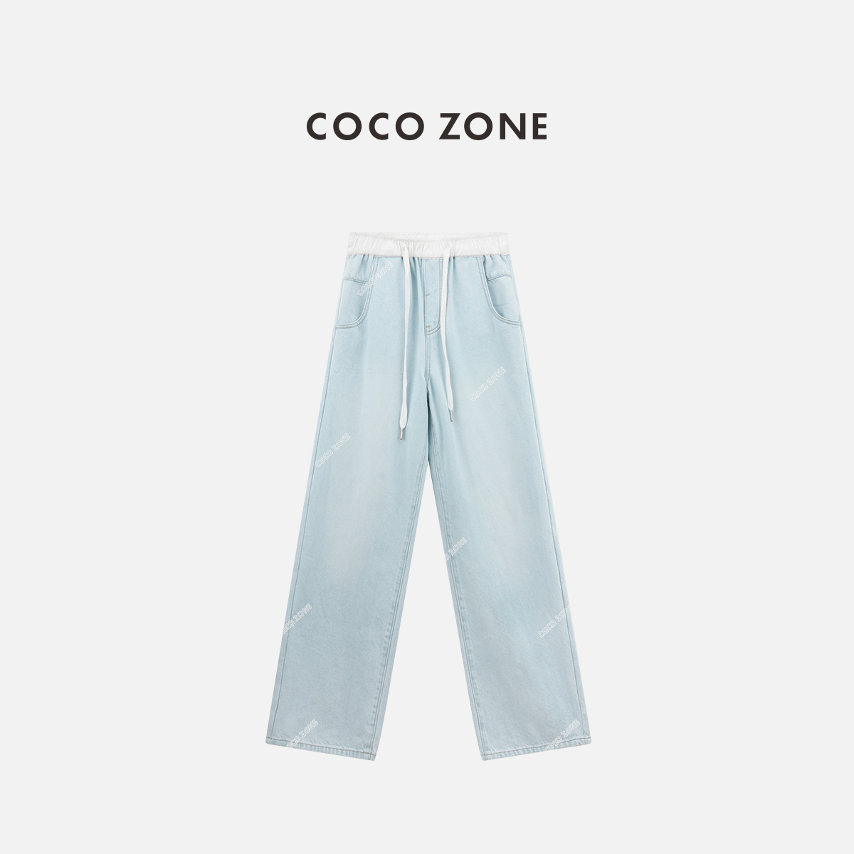 COCO ZONE 刘112025夏季松紧腰休闲百搭裤宽松显瘦直筒阔腿裤女