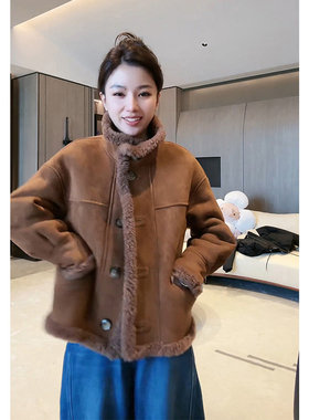 COCO ZONE 刘11 2025百搭双面穿100绵羊毛冬季单排扣加厚外套女
