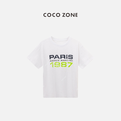 COCO ZONE刘一一夏季设计感字母印花短袖T恤百搭圆领上衣CC2B0802