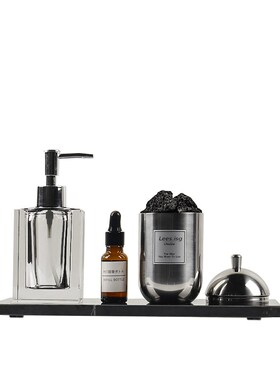 样板房间酒店浴室饰品搭配套装洗手台面水晶乳液瓶大理石托盘组合