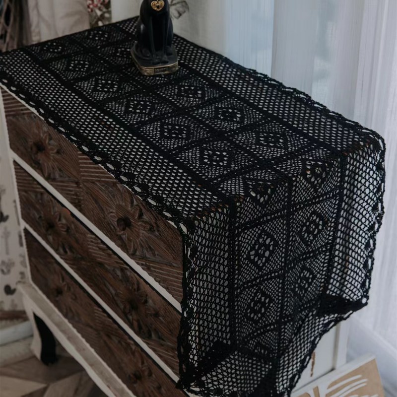 美式文艺复古镂空桌旗电视柜斗柜餐边柜餐桌茶几书桌长条盖巾桌布