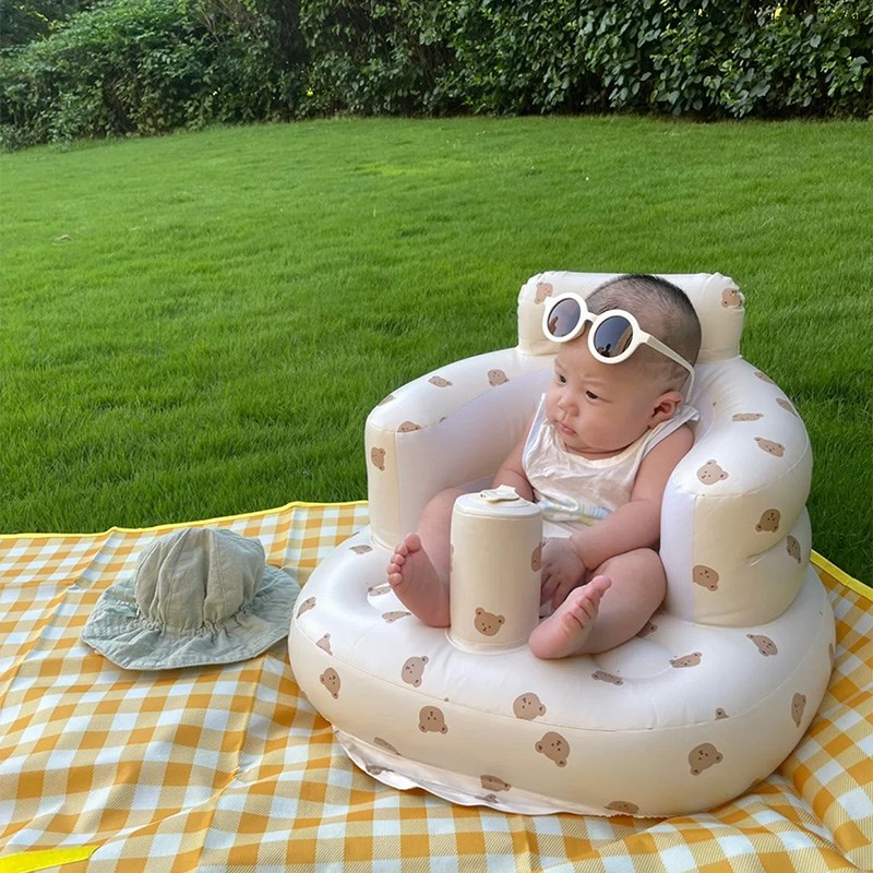 宝宝充气座椅满月百天布置场景装饰婴儿气球拍照道具30天100百日