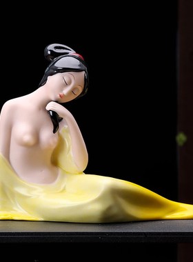 陶瓷仕女摆件客厅电视柜家居装设品酒柜博古架展示柜桌面美女摆设