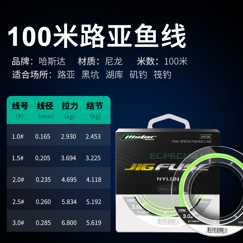 尼龙线进口鱼线路亚主线子线强拉力低延展耐磨路亚远投渔线