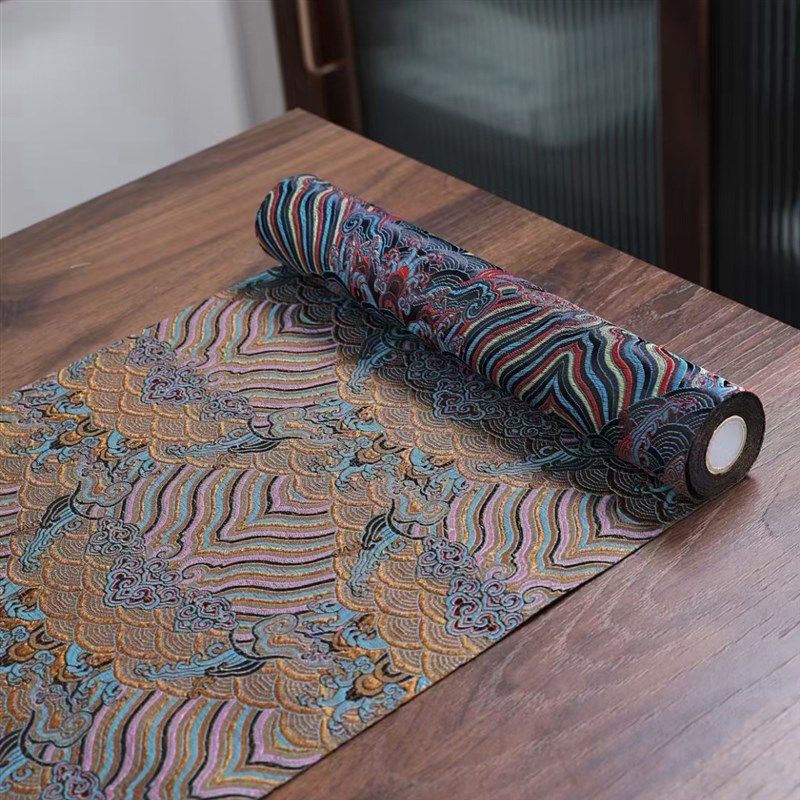 鑫诚卫新中式云锦茶席提花云水纹织锦茶席空间陈设桌旗 茶室桌布,居家布艺,茶席,淘宝优惠券,粉丝福利购,淘宝优惠卷