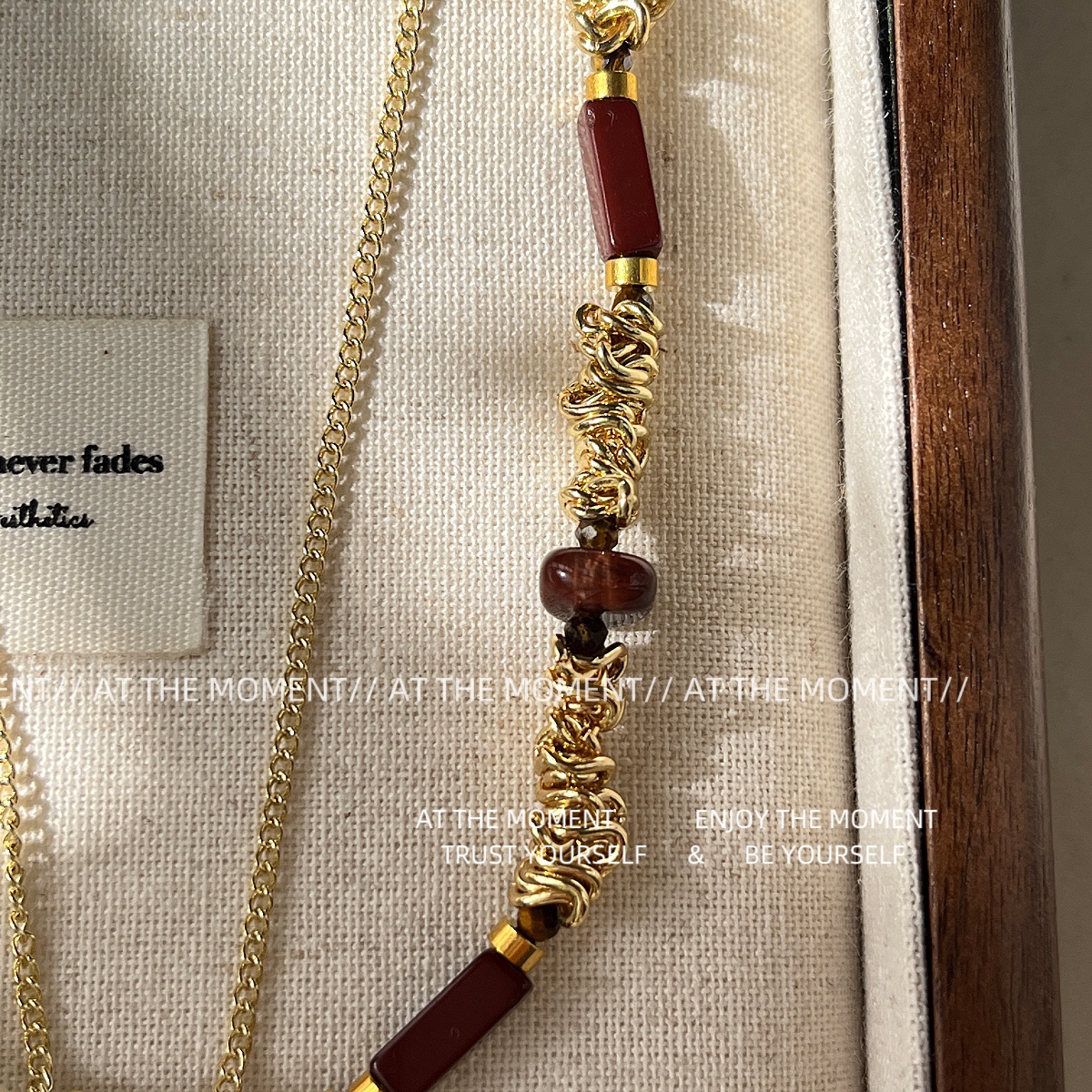 ATM老钱风黄金虎眼石天然石串毛衣链女秋冬轻奢小众项链双层叠戴