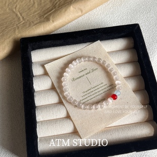 绛红|白月光清冷感猫眼石手链小众设计气质高级感简约中国风手串