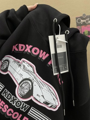 美式黑色连帽卫衣女2024新款爆款秋冬季加绒加厚春秋款小个子上衣