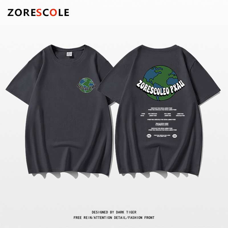短袖t恤女2024新款纯棉地球印花时尚百搭内搭打底衫上衣加厚夏季