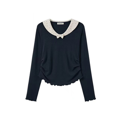 秋冬韩系娃娃领长袖打底T恤女