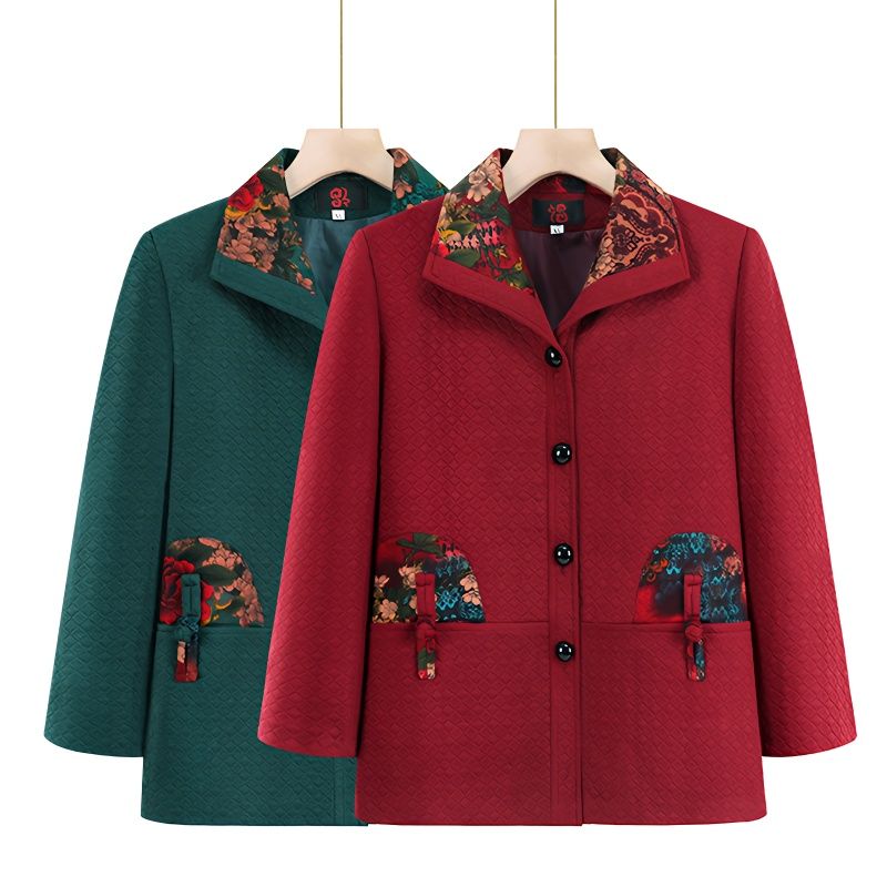 老年人春秋款翻领外套妈