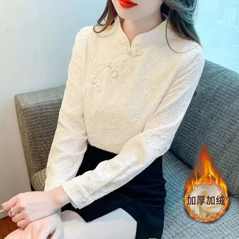 改良版盘扣长袖衬衫女202