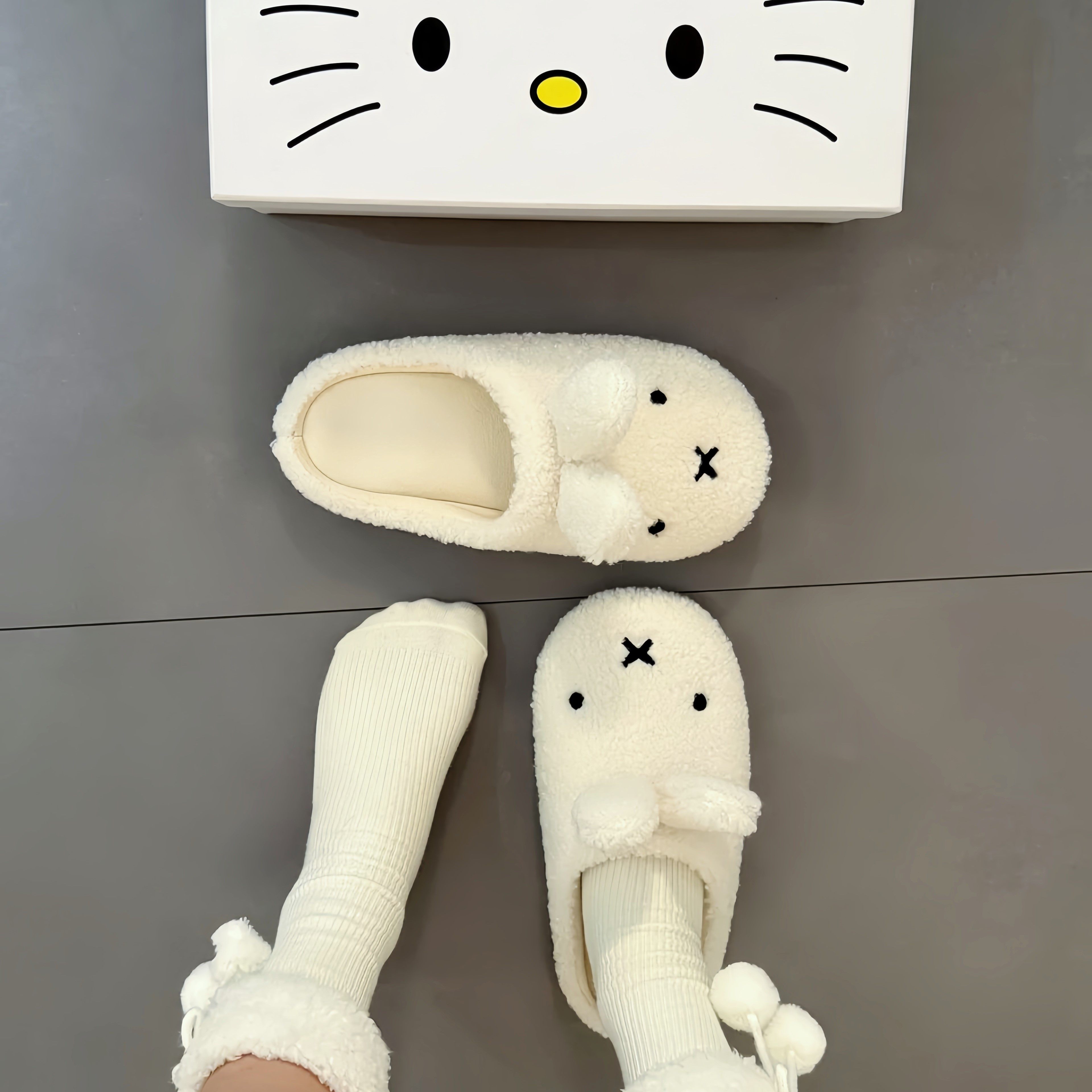 奶fufu~可爱米菲兔棉拖鞋秋冬女毛绒保暖防滑室内家居外穿卡通新