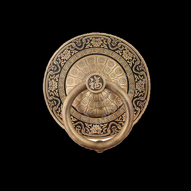 热销新中式如意加粗大门门环拉手古典纯黄铜加大农村别墅木门门把