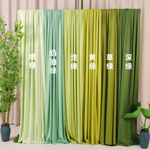 绿色布幔新中式春季环创场景布置户外婚庆吊顶背景挂布荷花节布料