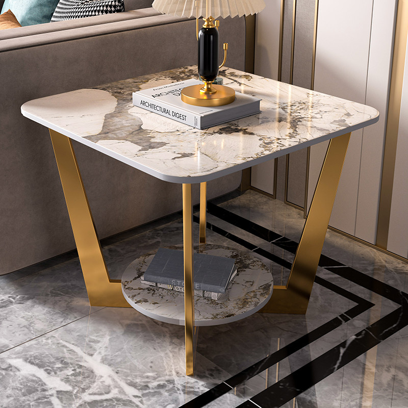 客厅沙发边几简约网红阳台小桌子轻奢岩板茶几卧室床头置物架角几