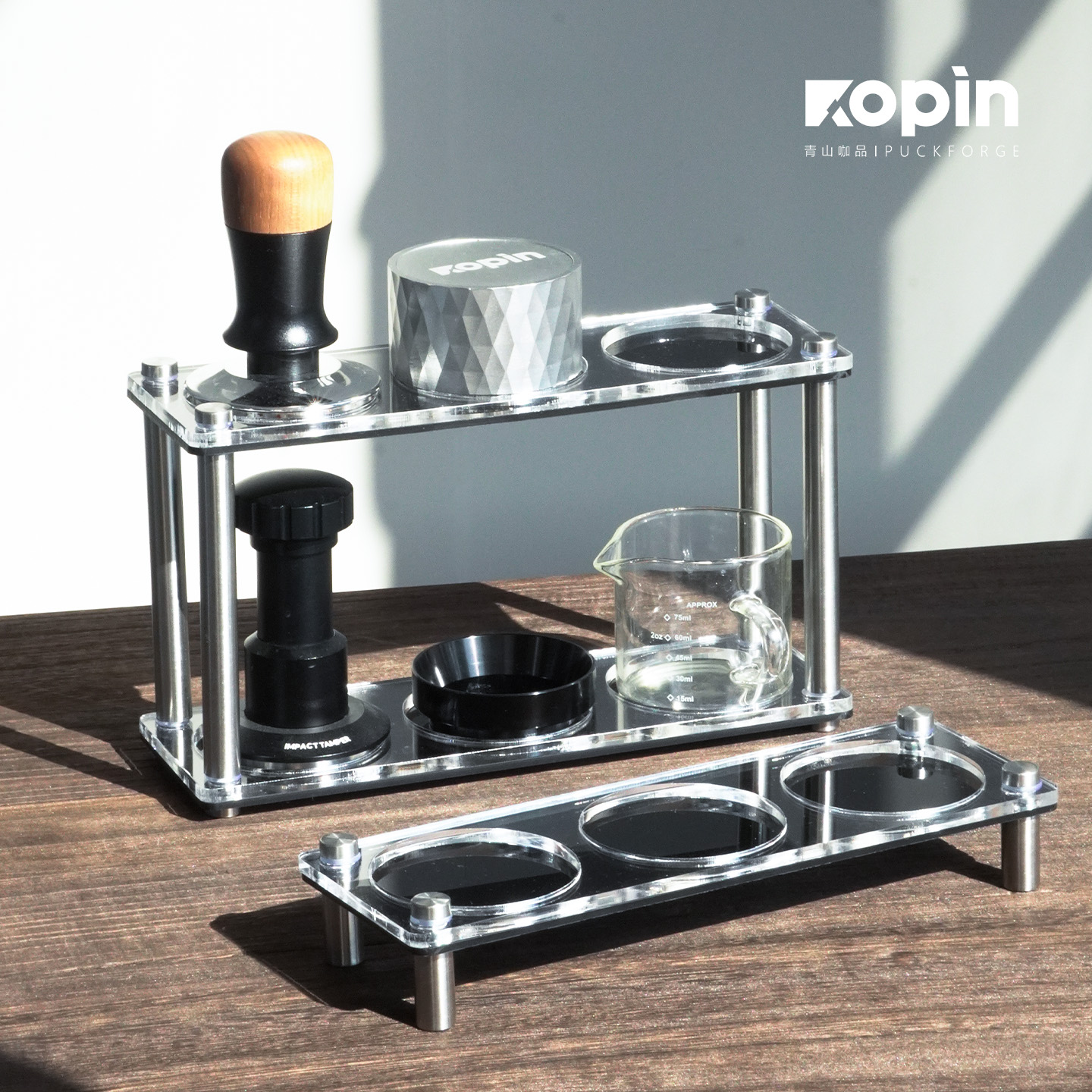 咖啡器具收纳亚克力展示架双层收纳置物架桌面整理架咖啡工具收纳