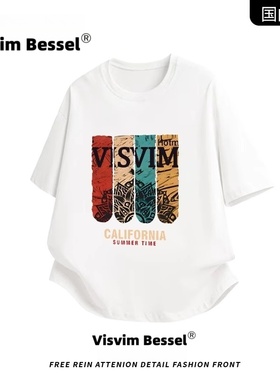 日本VISVIM BESSEL宽松T恤男短袖纯棉夏季新款半袖体恤情侣打底衫