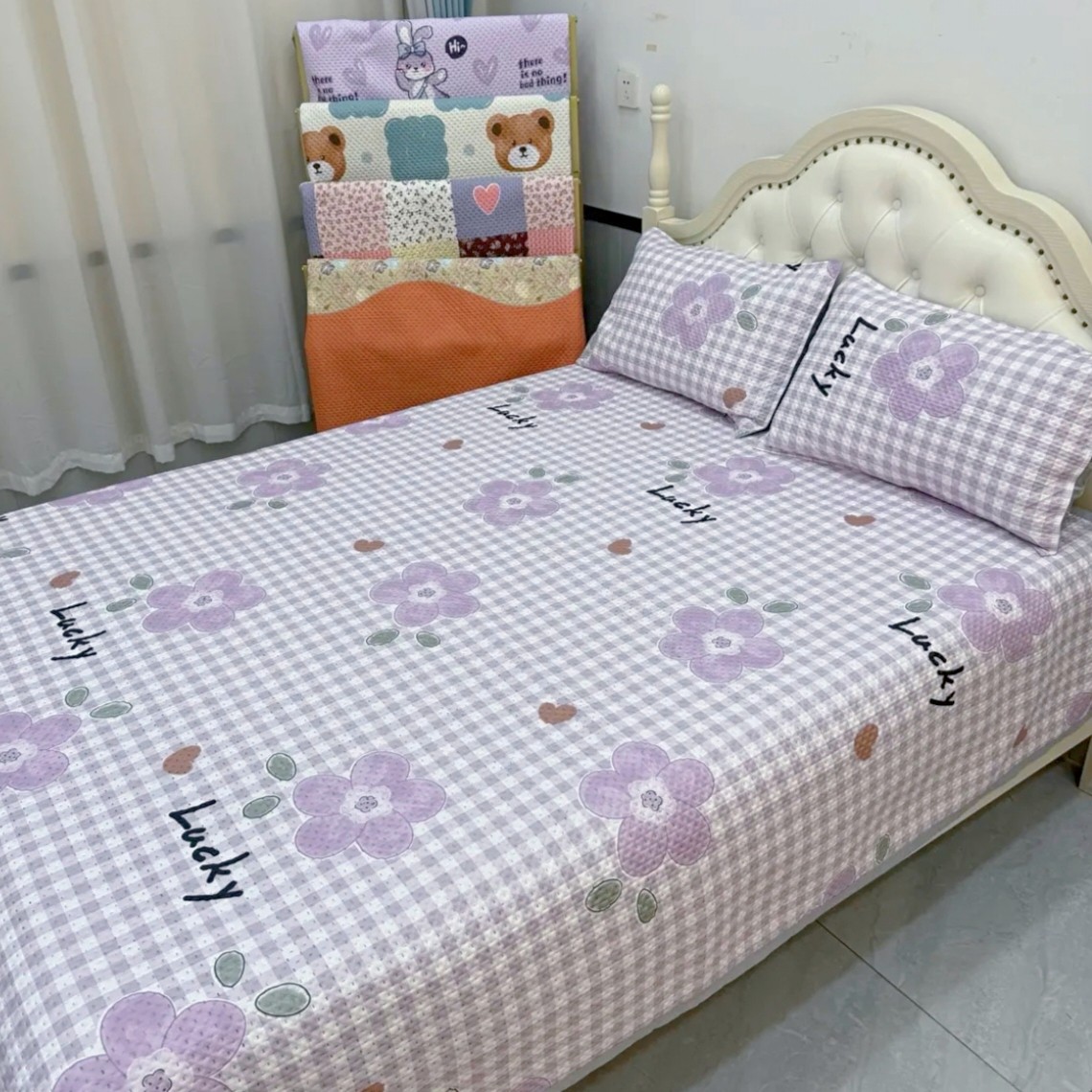 新款床盖三层双面四季防滑夹棉盖毯床单加厚通用榻榻米宿舍双人单