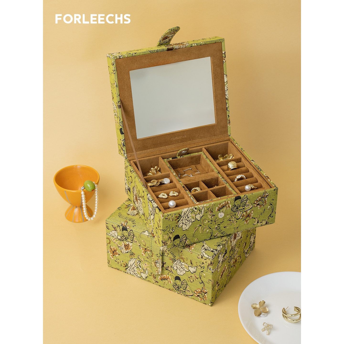 FORLEECHS首饰盒复古大容量