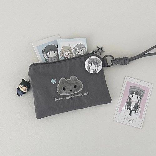 小灰猫挂脖卡包零钱包