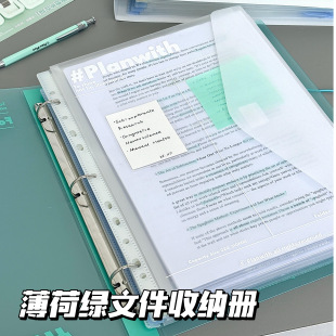 planwith三孔A4活页夹外壳文件夹试卷收纳袋透明插页分类资料册