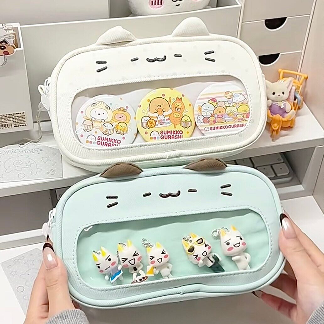 2026新款薄巧小猫痛包笔袋高颜值ins风小学生大容量文具收纳挎
