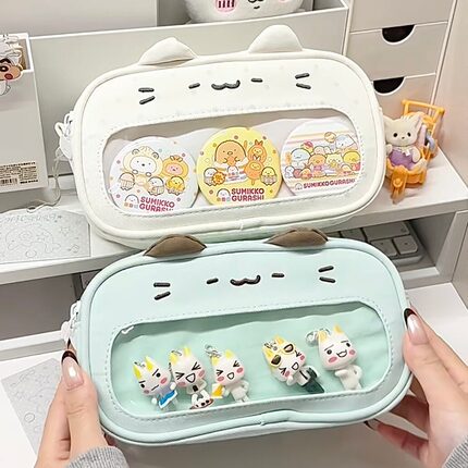 2026新款薄巧小猫痛包笔袋高颜值ins风小学生大容量文具收纳挎包