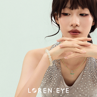 LOREN EYE 高品质天然白月光石手串男女款手链S925银女友生日礼物
