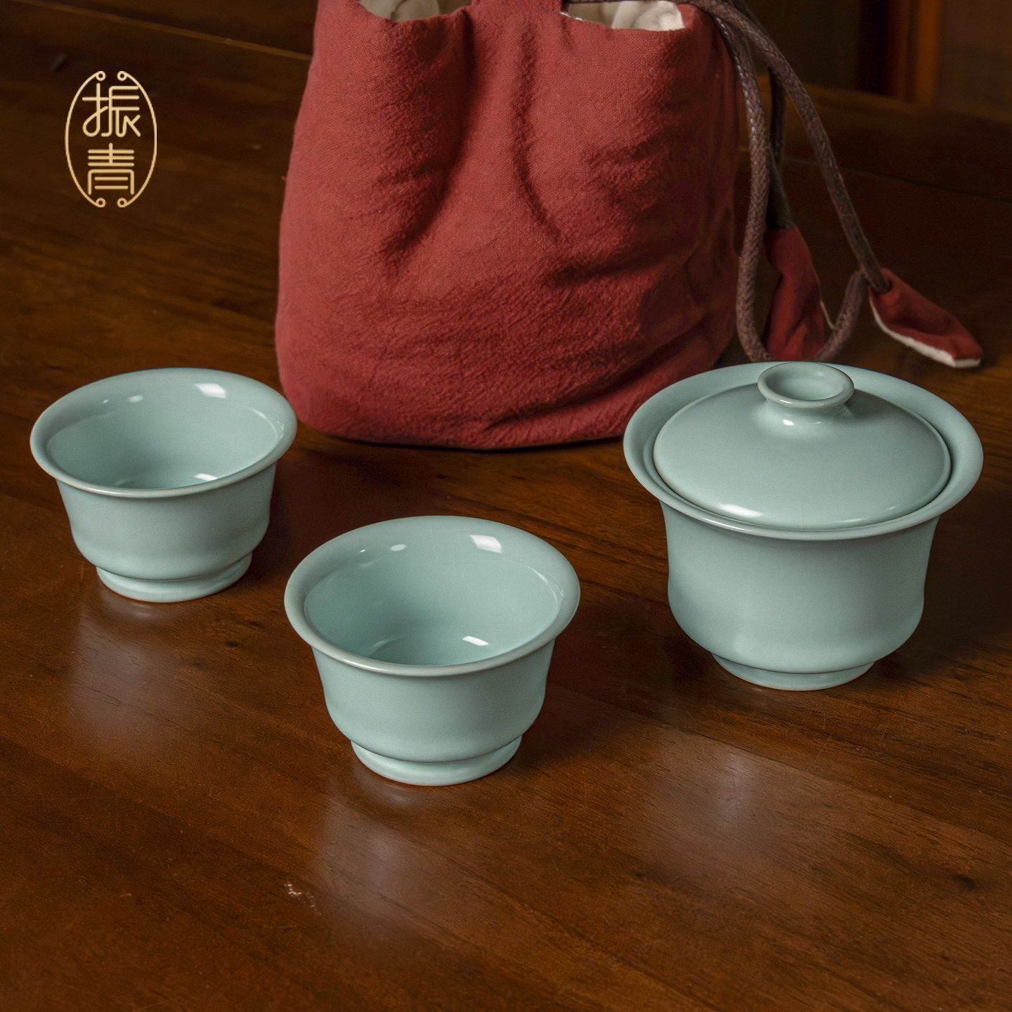 汝窑盖碗旅行茶具套装景德镇高端功夫茶具手工小号马蹄茶组礼盒装