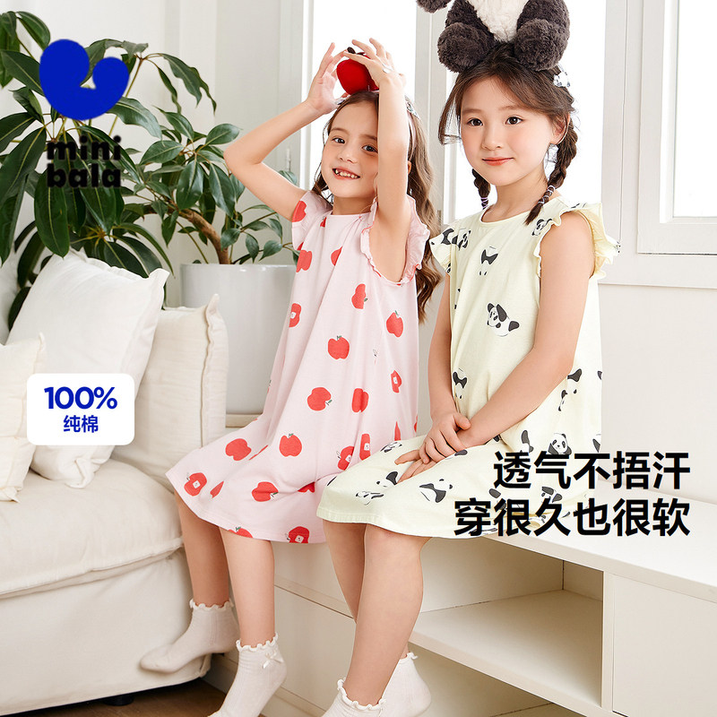 迷你巴拉夏季女童纯棉睡裙连衣裙