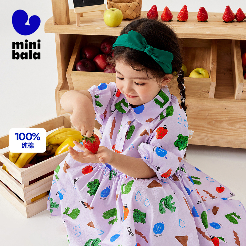 迷你巴拉女童宝宝夏季衬衫连衣裙