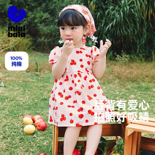 迷你巴拉巴拉女童连衣裙宝宝泡泡袖 儿童公主裙 纯棉碎花裙夏季 新款