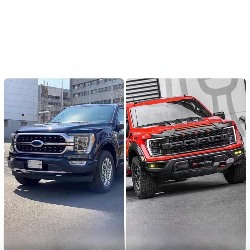 适用于22-23款新猛禽F150改装MP沙石挡中网灯前雾灯轮眉灯LED机盖