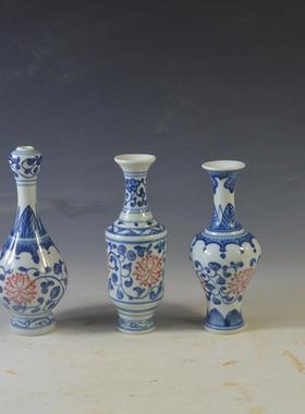 景德镇复古瓷器手工手绘青花缠枝莲纹袖珍小花瓶 家居饰品摆件122