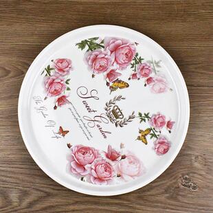 【破损补发】家用托盘水杯盘欧式加厚密胺茶盘圆盘创意水果收纳盘