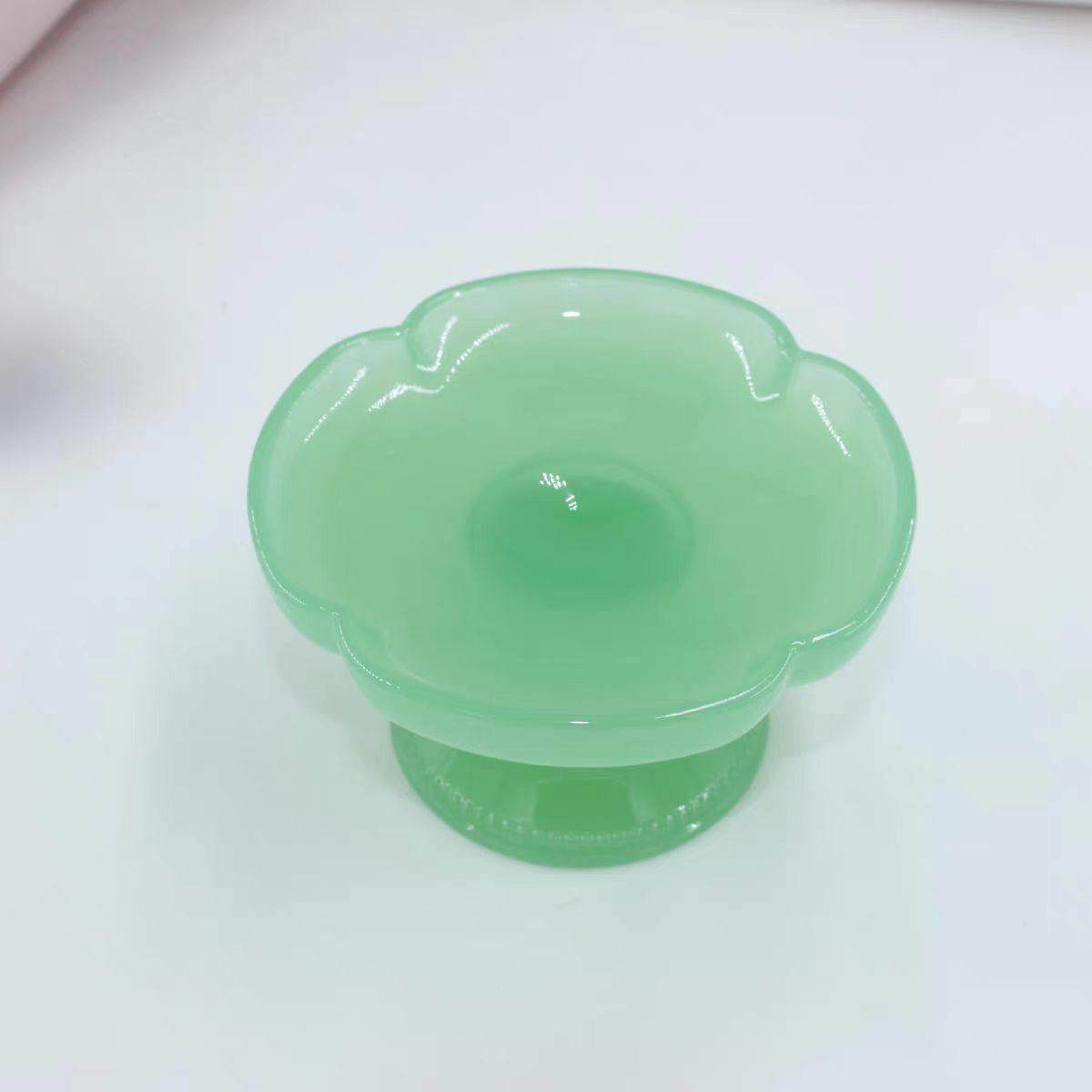 花口高足玻璃高脚点心盘精致日式复古玉料茶点盘首饰托盘碟子壶承,餐饮具,果盆/果盘/果篮,淘宝优惠券,粉丝福利购,淘宝优惠卷