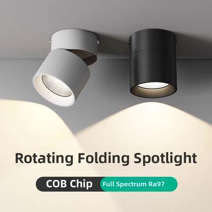 可调角度Led筒灯聚光表面安装可折叠无孔筒灯客厅背景墙入口吸顶