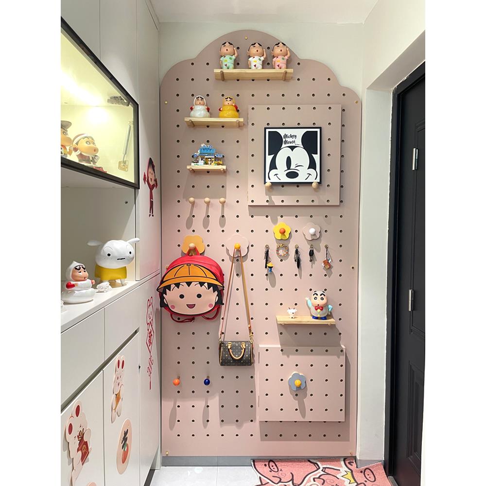 木目iwood订制粉色云朵洞洞板展示架 大尺寸玄关入户洞洞墙置物架