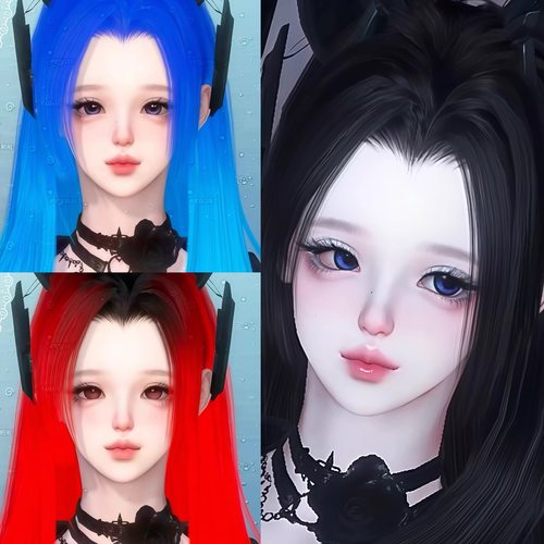 秒发2款 干枯玫瑰 双款 啦啦呜群限 逆水寒手游捏脸女通用 原版