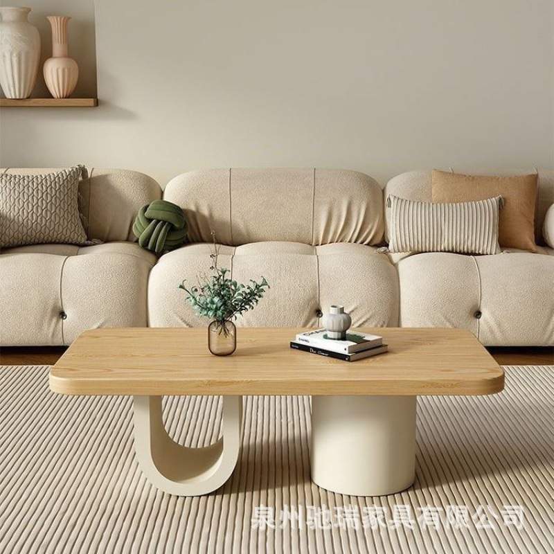 北欧奶油实木茶几小户型客厅创意茶台设计师原木现代简约泡茶桌子